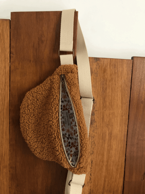 Sac banane enfant en moumoute marron